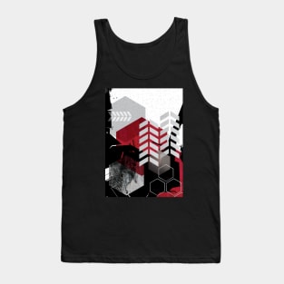 Red and Black Abstract Geo Tank Top